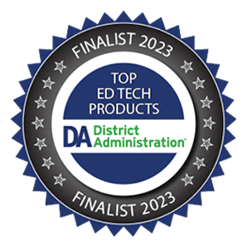 Badge for Finalist 2023 from Top Ed Tech Products from District Administration.